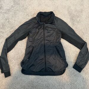lululemon athletica black reflective wind jacket with hidden hood